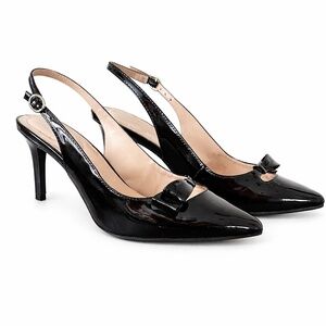 Bandolino Black Patent Slingback Heels Bow Detail Size 8.5